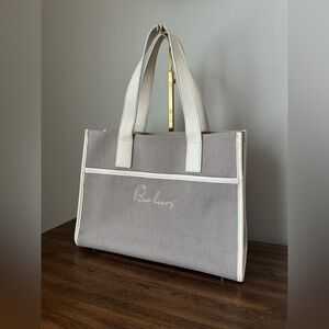Burberry Cursive Classic Leather Trimmed Tote